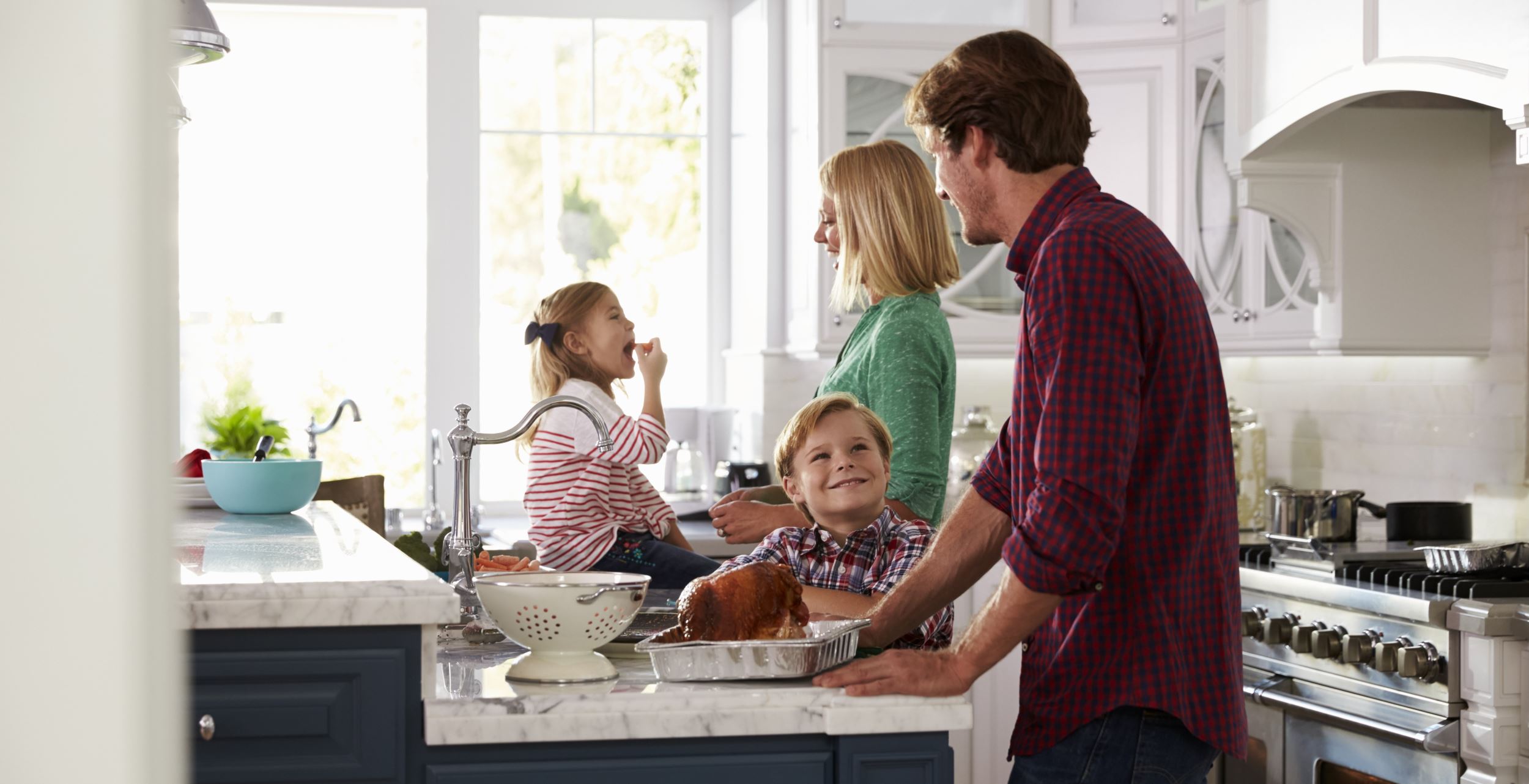 family in kitchen