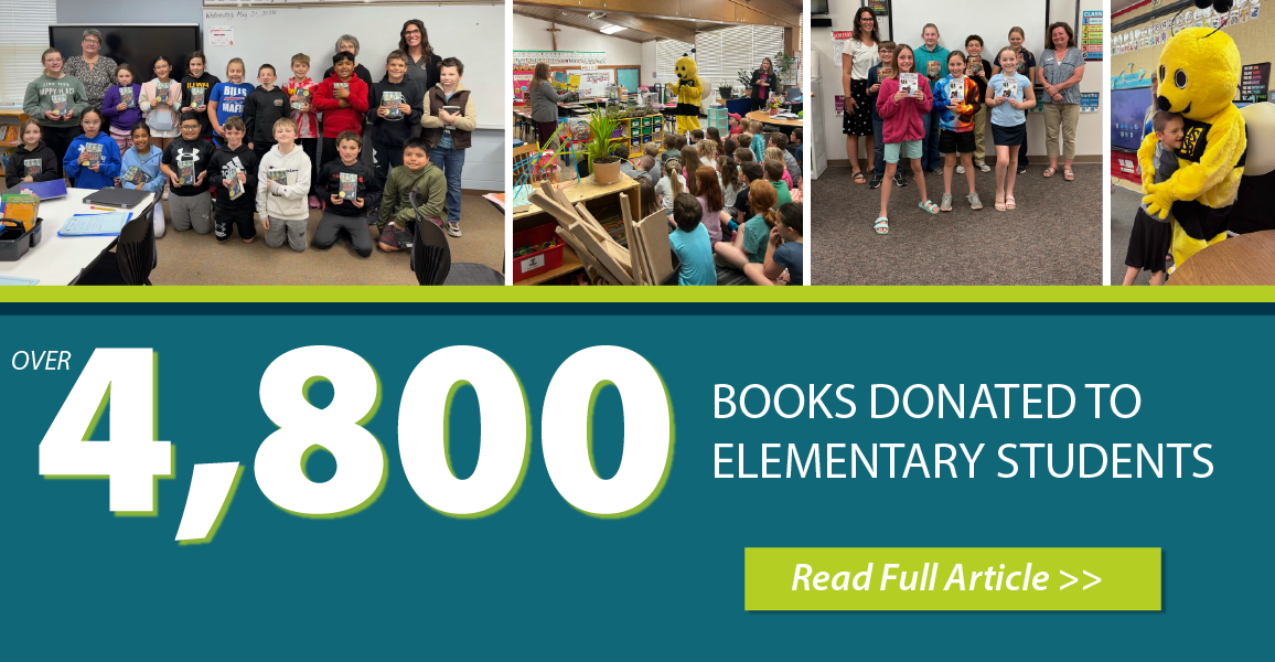 Over 4800 books donated to elementary students. Click to read full article